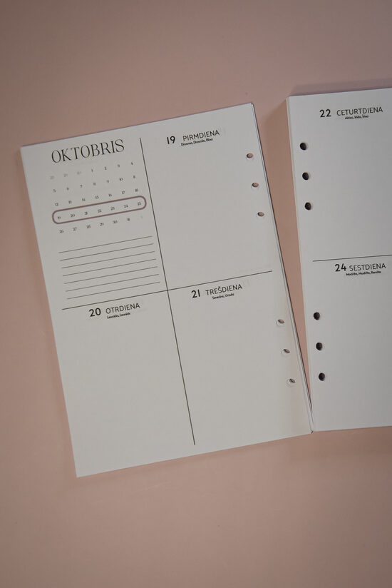 2026. gada plānotāja iekšlapas - minimalistiskas